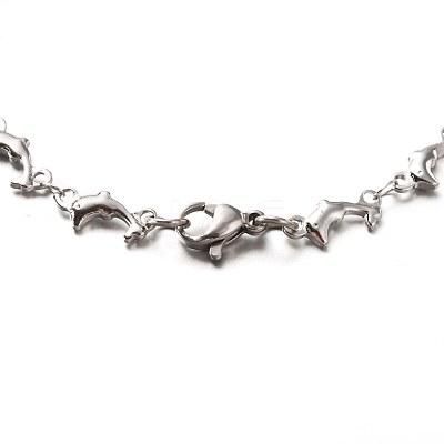 Tarnish Resistant 304 Stainless Steel Dolphin Link Bracelets BJEW-O076-03P-1