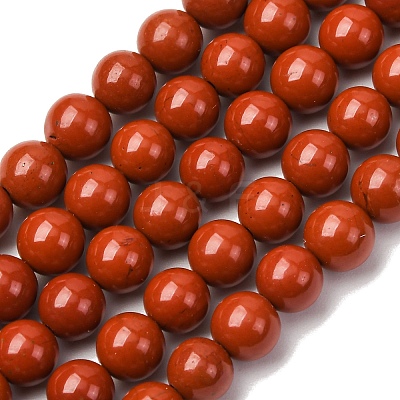 Grade A Natural Red Jasper Bead Strands G-P075-36-6mm-1