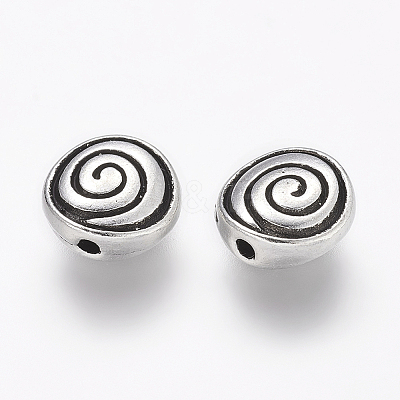 Tibetan Style Alloy Flat Round Carved Vortex Beads LS-TIBEB-5437-AS-FF-1
