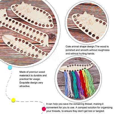 AHADEMAKER 3Pcs 3 Style Poplar Wood Thread Winding Boards DIY-GA0003-16-1