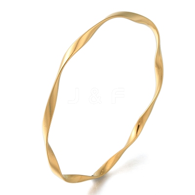 Ion Plating(IP) 304 Stainless Steel Twisted Ring Bangles BJEW-G684-04G-1