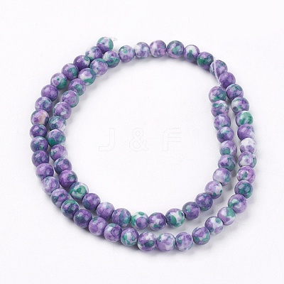 Synthetic Ocean White Jade Beads Strands G-L019-6mm-M-1