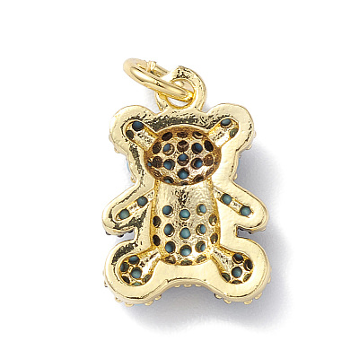 Rack Plating Brass Micro Pave Cubic Zirconia Charms KK-H443-06G-1