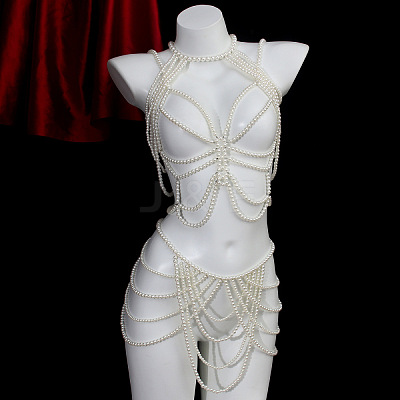 Imitation Pearl Round Beaded Multi-Layered Tassel Suit Body Chains for Women FS-WG8FE5F-04-1