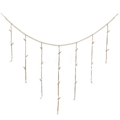 Wall Hanging Photo Display with Wooden Beads Garland AJEW-WH20011-54D-1