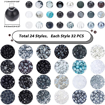 768Pcs 24 Style Glass Beads DIY-PH0010-71-1