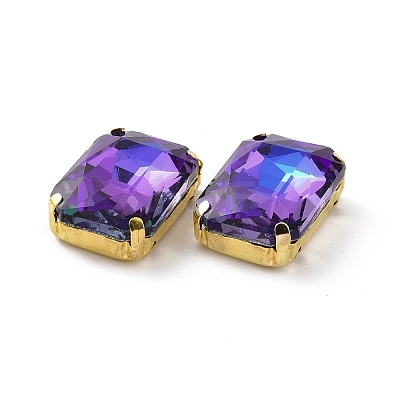 Rectangle Octagon Shape Sew on Glass Rhinestone DIY-E062-01G-05-1