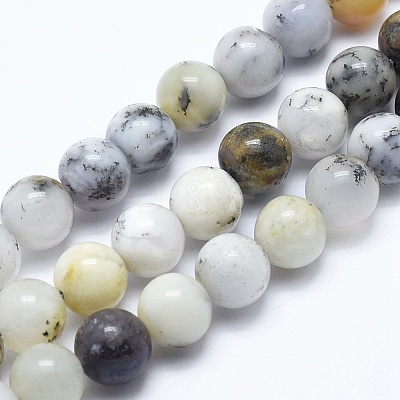 Natural White African Opal Beads Strands G-E472-02-10mm-1