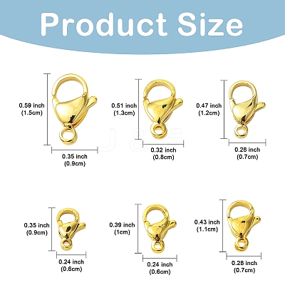 30Pcs 6 Styles 304 Stainless Steel Lobster Claw Clasps FIND-YW0006-20-1