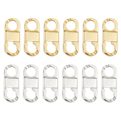 12Pcs 2 Colors Rack Plating Brass Fold Over Clasps KK-CA0002-66-1