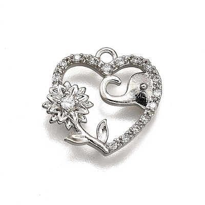 Brass Micro Pave Clear Cubic Zirconia Pendants KK-G530-01C-P-1