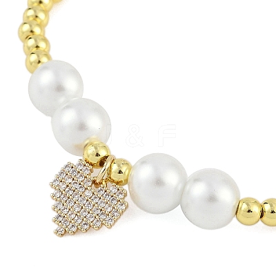 Rack Plating Brass Stretchable Bracelets with Cubic Zirconia for Women BJEW-D047-02G-01-1