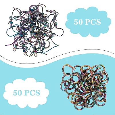 100Pcs 2 Style Earring Hooks and Open Jump Rings STAS-SZ0001-73-1