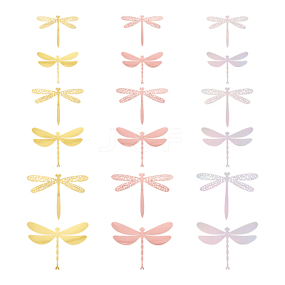 12Sets 6 Style PVC 3D Imitation Hollow Out Dragonfly Wall Stickers DIY-CF0001-04-1