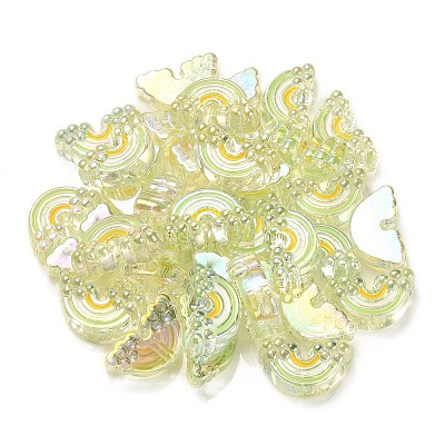 UV Plating Rainbow Iridescent Acrylic Enamel Beads OACR-G012-08C-1