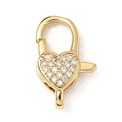 Brass Clear Cubic Zirconia Lobster Claw Clasps KK-Z078-46D-G-1