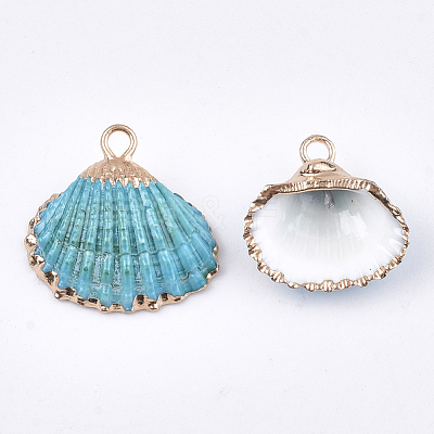 Spray Paint & Electroplate Sea Shell Pendants SSHEL-S262-08C-1