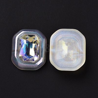 Rainbow Iridescent Plating Acrylic Cabochons OACR-E011-07-1