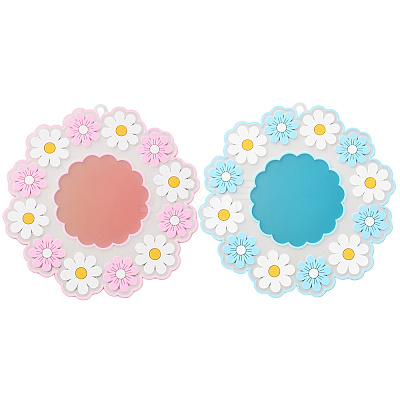 2Pcs 2 Colors Daisy Shaped Silicone Hot Pads AJEW-GF0011-16-1