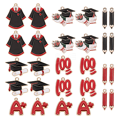 28Pcs 7 Style Graduation Theme Alloy Enamel Pendants ENAM-GA0001-06-1