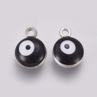 Double-sided Platinum Plated Alloy Enamel Charms ENAM-WH0046-B04-1