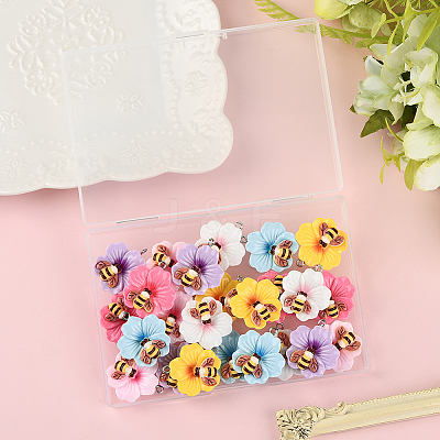 24Pcs 6 Colors Opaque Resin Pendants RESI-SC0006-46-1