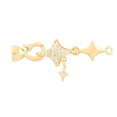 Brass Micro Pave Clear Cubic Zirconia Fold Oval Clasp KK-CBABC34-10G-1