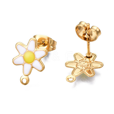304 Stainless Steel Enamel Stud Earring Findings STAS-T052-43G-07-1