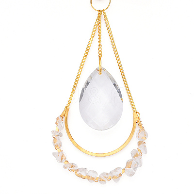 Geometric Natural Raw Quartz Crystal Suncatchers DJEW-PW0007-01A-1
