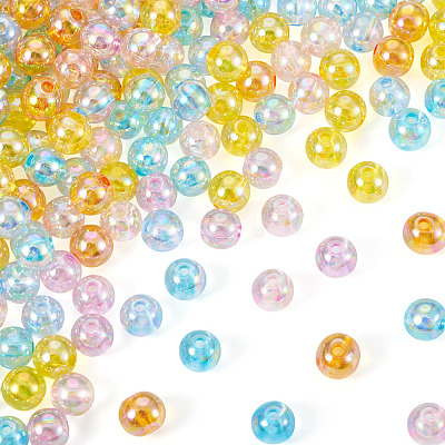 300Pcs 6 Colors Transparent Acrylic Beads MACR-TA0002-47-1