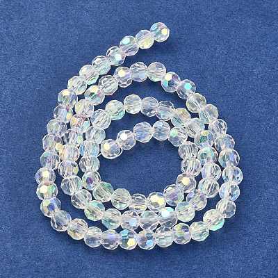 Faceted(32 Facets) Glass Beads Strands Round X-GF4mmC28-AB-1
