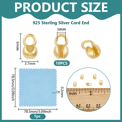 925 Sterling Silver Cord End DIY-BC0014-05B-G-1