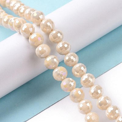 Electroplate Glass Beads Strands GLAA-E036-14-M-1