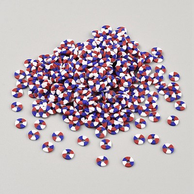 Polymer Clay Flat Round Beads PORC-WH0050-01-1