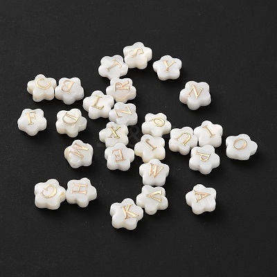 26Pcs 26 Styles Natural White Shell Flower Beads BSHE-WH0020-01-1