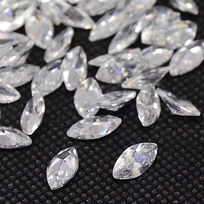 Cubic Zirconia Pointed Back Cabochons ZIRC-M003-7x3.5mm-007-1
