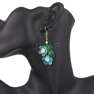 Acrylic Flower Dangle Earrings EJEW-MZ00588-1