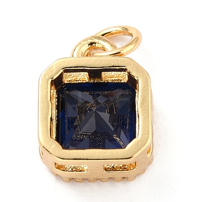Real 18K Gold Plated Brass Inlaid Cubic Zirconia Charms ZIRC-L100-073G-1