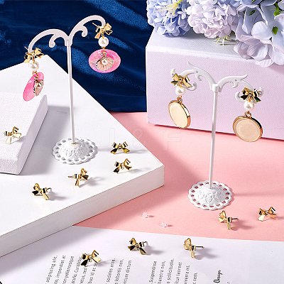 40Pcs Bowknot Alloy Stud Earring Findings FIND-SP0001-16G-1