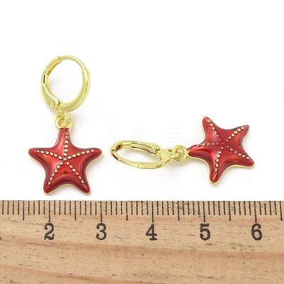 Brass Enamel Leverback Earrings for Women EJEW-U032-02G-1