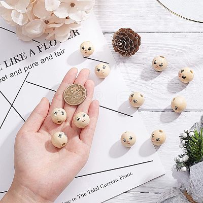 50Pcs Natural Wood Beads WOOD-FG0001-15B-1