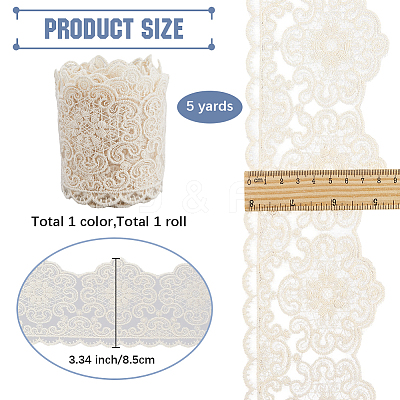 5 Yards Polyester Flower Embroidery Lace Trim OCOR-GF0004-38B-1