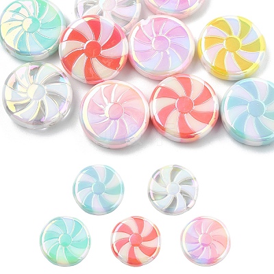 10Pcs UV Plating Opaque Acrylic Beads OACR-YW0002-21A-1
