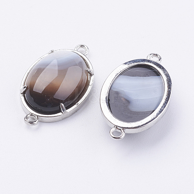 Brass Natural Agate Links connectors G-E398-03I-1