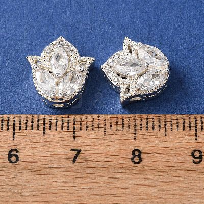 Brass Micro Pave Clear Cubic Zirconia Beads CU-CBAEC99-29S-1