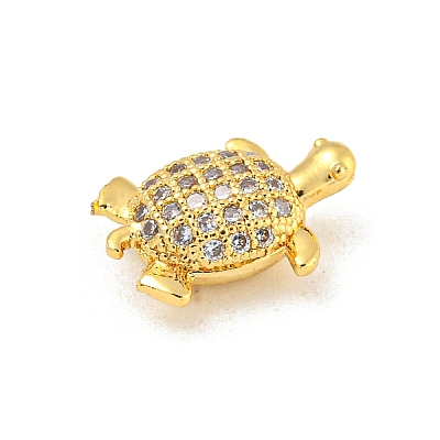 Rack Plating Brass Micro Pave Clear Cubic Zirconia Beads KK-P277-30G-1