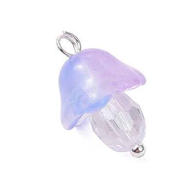 Mushroom Transparent Glass Pendants PALLOY-JF03654-02-1