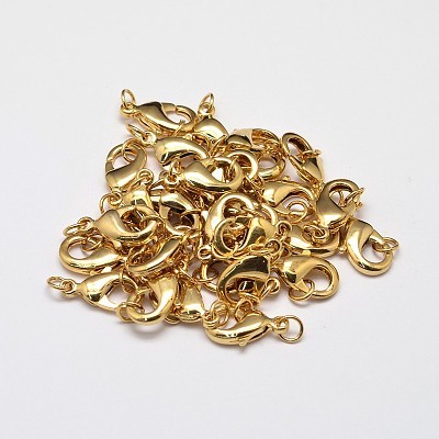 PVD Vacuum Plating Brass Lobster Claw Clasps for Jewelry Necklace Bracelet Making X-KK-I599-10mm-G-RS-1