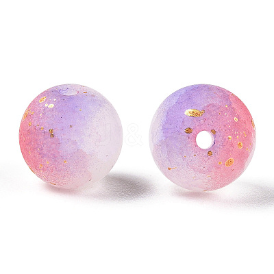 Frosted Baking Paint Crackle Glass Beads with Glitter Powder X1-DGLA-T004-6mm-01D-1