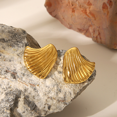 Irregular Texture Geometric 304 Stainless Steel Stud Earrings JR2524-4-1
